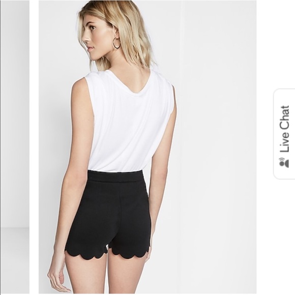 Express Pants - Express Black High Waisted Scalloped Shorts